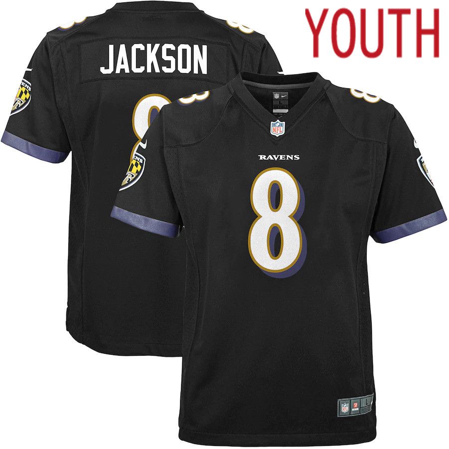 Youth Baltimore Ravens 8 Lamar Jackson Nike Black Game NFL Jersey